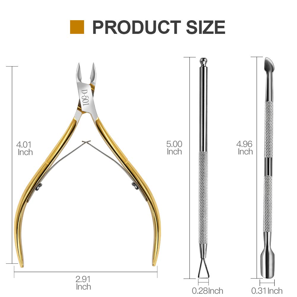 Cuticle Nippers, Cuticle Pusher & Cuticle Peeler, Teenitor Manicure and Pedicure Cuticle Tools with Cuticle Cutter Stainless Steel, Cuticle Pusher and Spoon Nail Cleaner Gel Nail Polish Nail Art Remov: Beauty