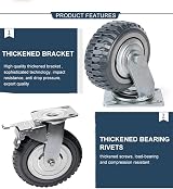 BWKJMY 8 Inch Heavy Duty Caster Wheels Set 4pcs Rubber Swivel Industrial Plate view 5