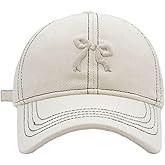XROLAND Women Checkered Baseball Cap Embroidery Bow Wide Brim Hat Photo Props Breathable Embroidery Bow Adults Casual Sport Beige, 适合头围54-58cm