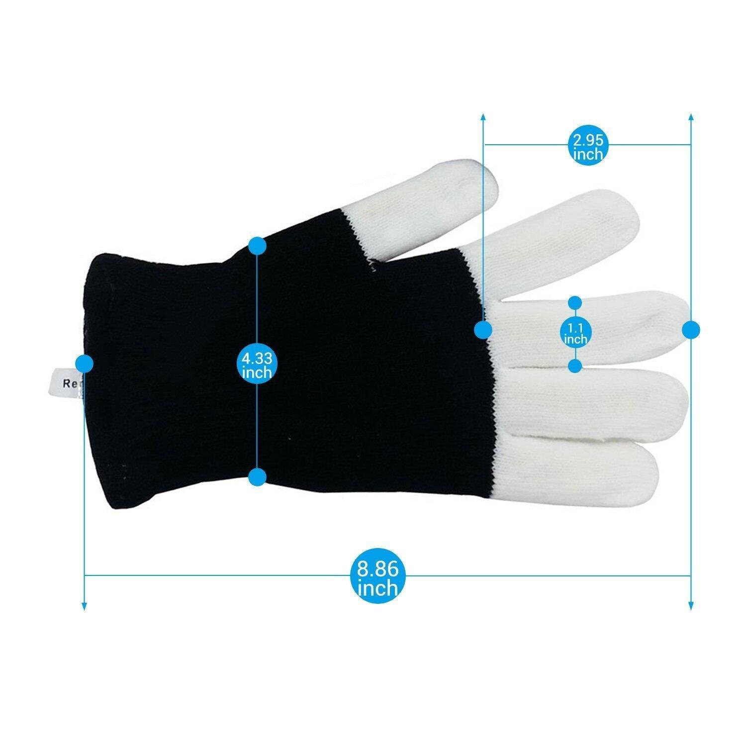 Guanti LED, Luci Dito con 3 Luci Colorate e 6 modalità di Brillanti, Regalo per Bambini, Guanti per Feste, Club, Concerti e Festival, Halloween, Natale, Christmas, Alimentato a Batteria (Bianco)