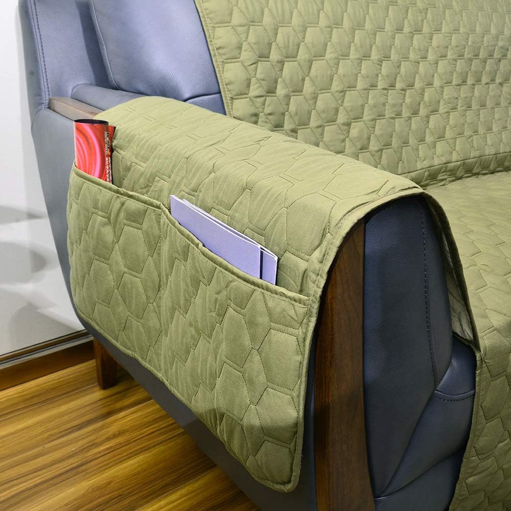 RBSC Home 46 Inch Loveseat Cover 100% Waterproof Slipcovers Anti-Slip Couch Covers for Leather Loveseat, Pets, Dogs, Cats Washable Protector (46",Olive): Kitchen & Dining