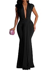 Memoriesea Women's Elegant Sleeveless Deep V Neck
