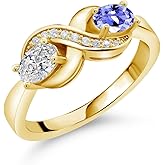 Gem Stone King 18K Rose Gold Plated Silver Lab Grown Diamond, Pink Moissanite & White Created Sapphire Statement Ring For Women | 0.95 Cttw | Oval 6X4MM | Gemstone April Birthstone | Size 9