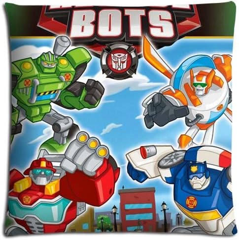 Cushion Pillow Shell Case Shrink Resistant Ventilated Cotton Polyester Transformers Rescue Bots Zippered 16x16 inch 40x40 cm