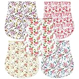 Honey Molly 5 Pack 100% Organic Cotton Burp Cloths for Baby Girls, Floral Pattern Design Burping Rags Absorb Drools & Spit Ups While Keeping Your Clothes Dry, Hypoallergenic, Soft, & Absorbent