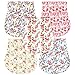 Honey Molly 5 Pack 100% Organic Cotton Burp Cloths for Baby Girls, Floral Pattern Design Burping Rags Absorb Drools & Spit Ups While Keeping Your Clothes Dry, Hypoallergenic, Soft, & Absorbent