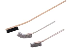 DENTRUN 3 Pack Bird Cage Clean Brush, Wooden & Stainless Steel Long Handle Parrot Bird Hamster Cage Cleaning Brush, Small Pet Cage Supply Accessory for Parrot Birds