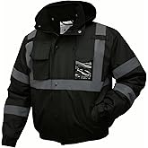 SKSAFETY High Visibility Reflective Jackets for Men, Waterproof Safety Jacket for Men with Pockets, Black Work Construction Coats for Winter Cold Weather,S, 1 Pack