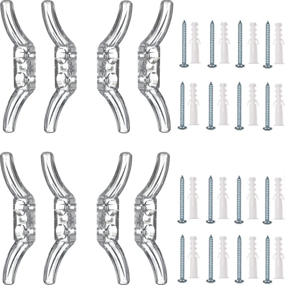 Cutelec 8pcs Clear Cord Cleat for Child Safety and 16pcs Screws for Drapery/Blinds Plastic Safety Rope Cleats Transparent Pull Cord Winders