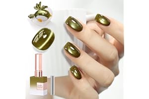 Double Rhythm 0.5 Oz Cat Eye Gel Polish with Magnet Same Color Same Bottle Holographic Glitter Shimmer Translucent Color Salon 15 ML Magnetic Nail Art (Sage Green-MC1277)