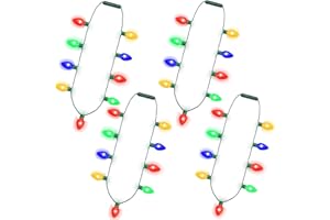 NEARTOP LED Christmas Xmas Light Up Necklace Bulb for Holiday Party Favors 9 LED Bulbs - Ugly Christmas Sweater Accessories (4 Pack)