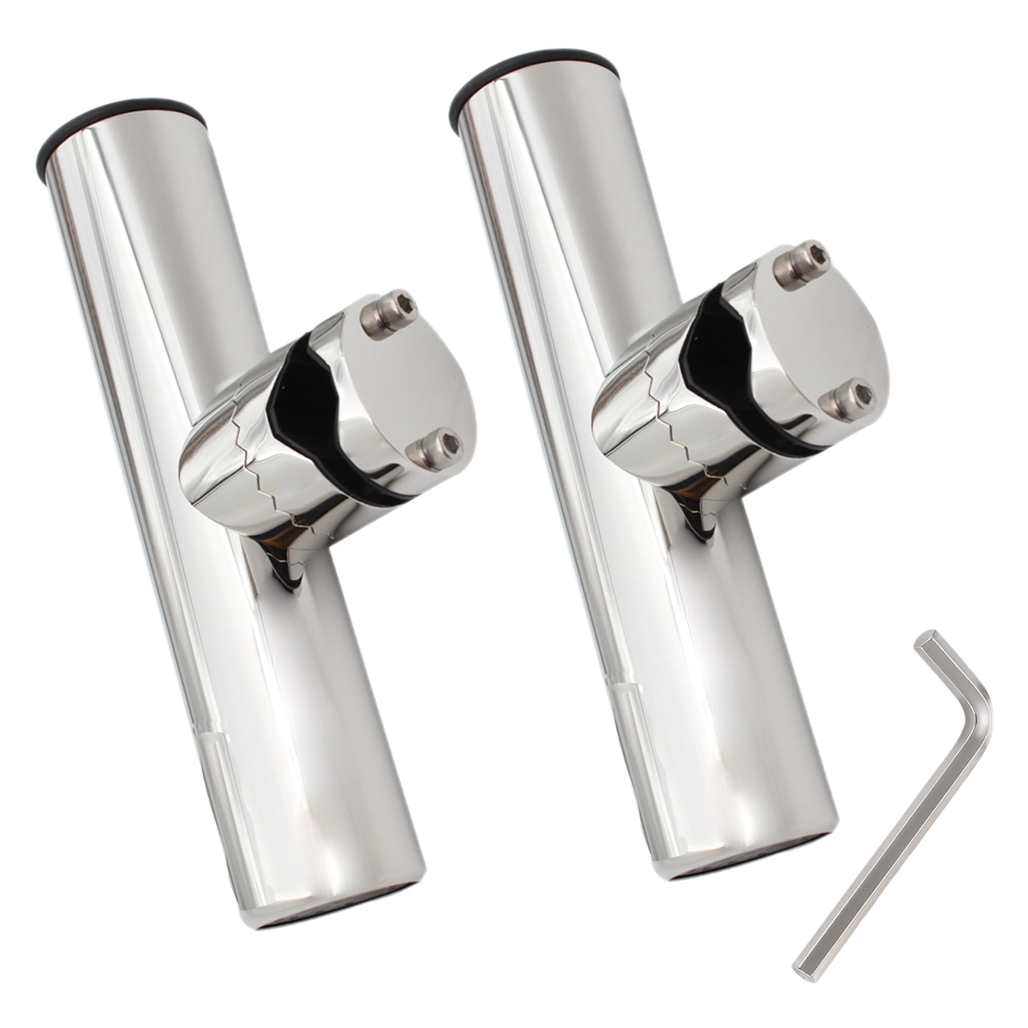 Photo 1 of 2PCS Fishing Rod Holder, 316 Stainless Steel Clamp on Rod Holders for Boat 1-1/8“ to 1-1/4”, Rail Mount Rod Holder for Marine Boat, Fishing Boat, Pontoon, Jon Boat