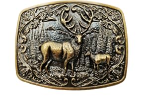 Western Cowboy Deer Rectangle Belt Buckle