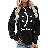 BLACKMYTH Women Round Neck Sweaters Graphic Cute Pullover Long Sleeve Funny Sweatshirts