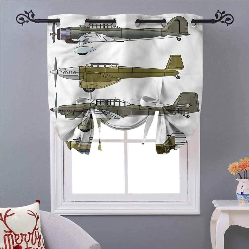 Tie Up Curtains Airplane Old Dive Planes Jets 54 Inches