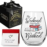 My Weekend is All Book Funny Book Wine Glass Gifts for Book Lover, Unique Wine Glass Gifts for Readers, Book Lover Birthday Gifts, Christmas Gift for Book Lover Wine Glass