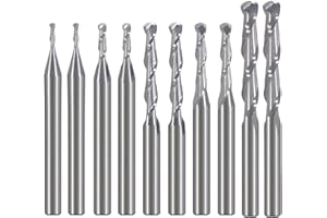 HOZLY for Wood Working Set Diameter 1mm 1.5mm 2.0mm 2.5mm 3.175mm Carbide Ball Nose End Mill CNC Engraving Router Bits Milling Cutter