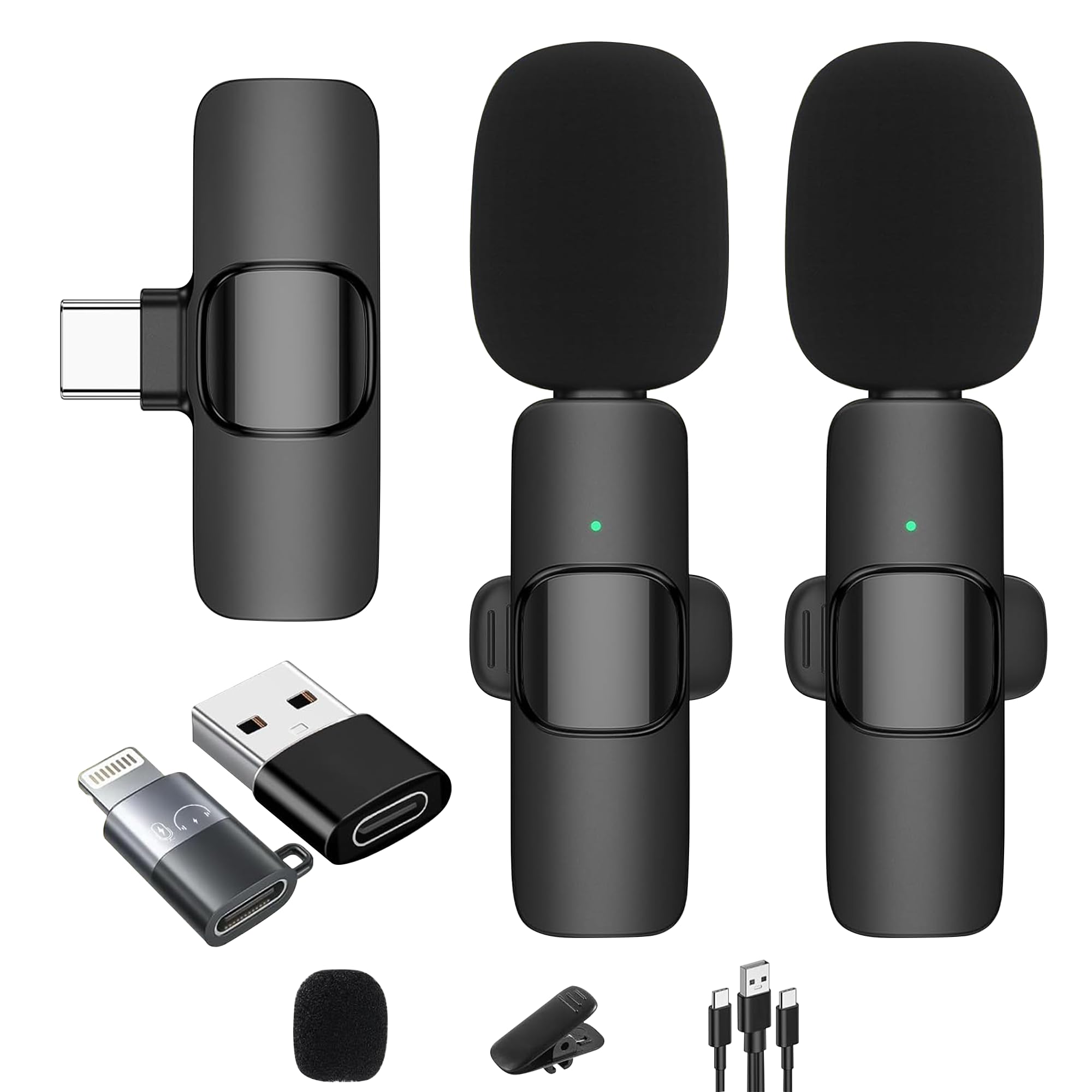 Leogony Lavalier Microphone Wireless for Iphone, Clip On Bluetooth Lapel Microphone for Vlogging