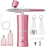 Airbrush Kit With Compressor Portable Airbrush Air Brush Kit with Air Compressor Airbrush for Nails Airbrush Compressor High Pressure Nail Airbrush Machine Handheld Mini Air Brush Kit (Pink)