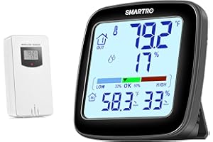 SMARTRO SC92 Professional Indoor Outdoor Thermometer Wireless Digital Hygrometer Room Humidity Gauge Temperature and Humidity Meter Pro Accuracy Calibration