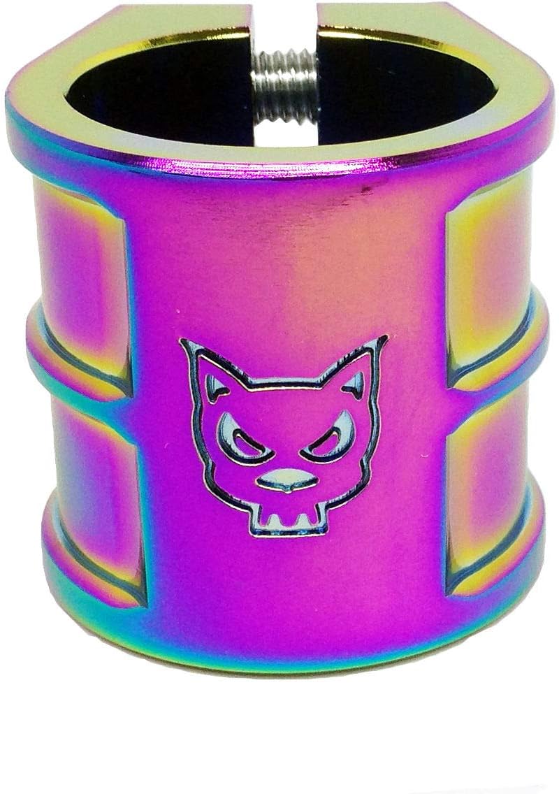 Team Dogz 35mm Oversized Double Stack Scooter Clamp in Neochrome. Suitable for HIC & ICS Compression (Rainbow)