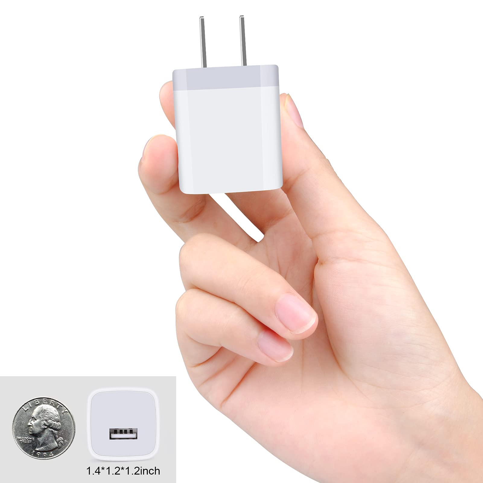 Charger Block for iPhone, Plug in Phone Charger, Sicodo 4Pack Single Port USB Wall Charge Fast Charging Adapter Cube Box for iPhone 16 15 14 13 SE(2020) 12/11pro/XS/XS Max,Samsung Galaxy S25/S24/S23