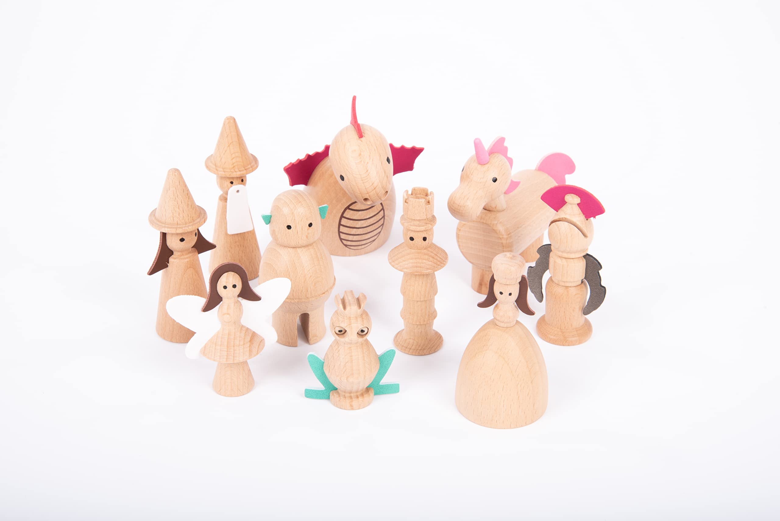 TickiT Wooden Enchanted Figures Set – 10 Fairy Tale Characters for Imaginative Play, Small World Play, and Storytelling, Brown" Or "Wood-toned