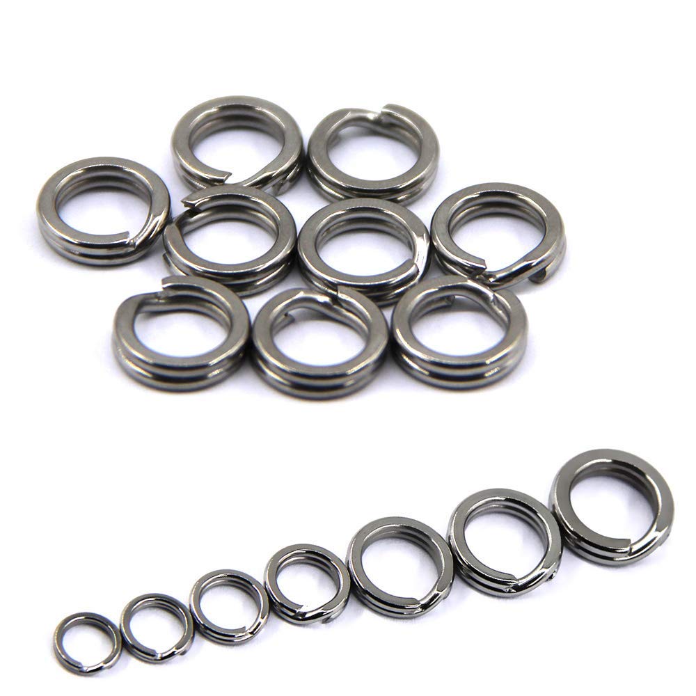 Fishing Split Rings Stainless Steel Double Loop Split Rings High Strength Metal Spoon Spinner Lure Solid Circle Lure Hook Connectors Fishing Tackle (6.0mm-100pcs)
