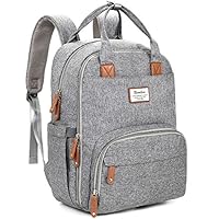 Diaper Bag Backpack, RUVALINO Multifunction Travel Back Pack Maternity Baby Changing Bags, Large Capacity, Waterproof and Stylish, Gray