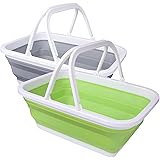 Playinyard Collapsible Sink Camping 2 Pack, Foldable Portable Wash Dish Basin Sinks Exlarge with Handle for Outdoor Camping P