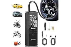 Pocket Air Compressor, Tire Inflator Portable12V DC Cordless & Battery Dual Power Air Pump for Car Tires with Storage Port, 1