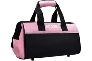 ACOSEA Pink Tool Bag,13 Inch Wide Mouth Open Tool Organizer with 12 Storage Pockets (Pink)