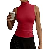 REORIA Women's Fall Sleeveless Mock Turtleneck Tank Tops Slim Fitted Shirts 2025 Offic Casual Going Out Vest Cute Clothes