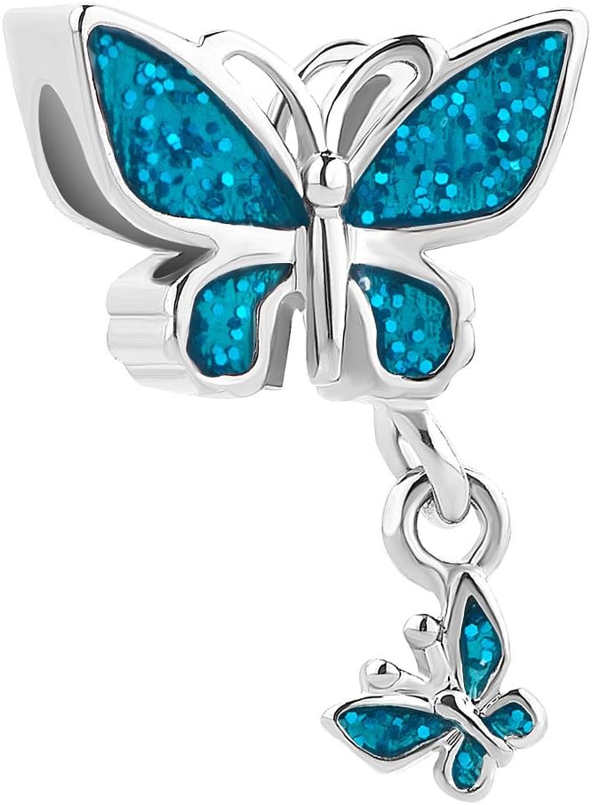 Valentine's day gifts Roy Lopez Purple Butterfly Dangle Charm Bead For Bracelet