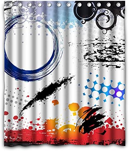 NLBH Designs Grunge elements with retro shapes,ink splat Window Curtains/drape/panels/treatment Polyester Fabric Bedroom