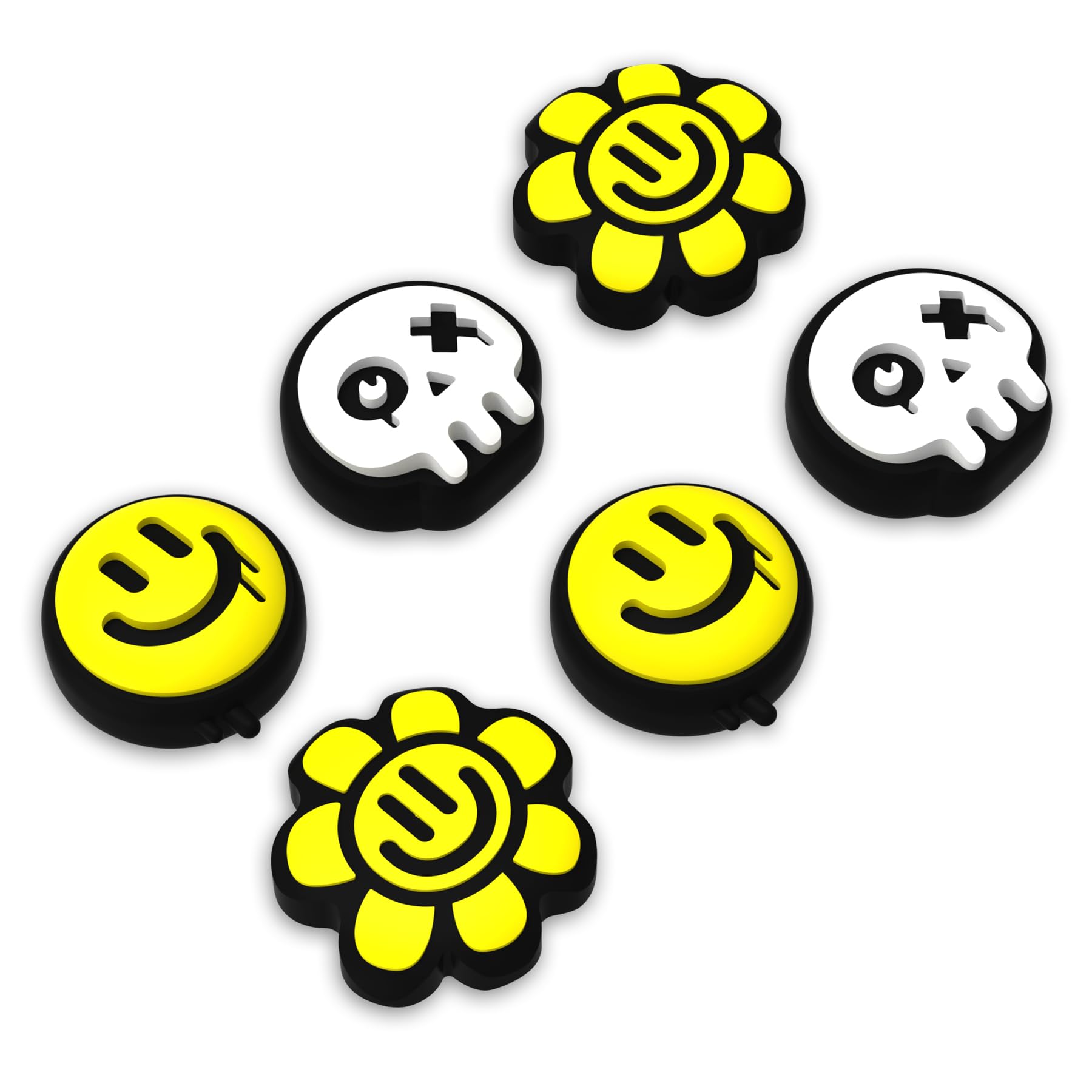 PlayVital Thumb Grips for Nintendo Switch 2 | Silicone Joystick Caps (6-Pack) - Cute Accessories Analog Stick Covers for Joycon 2 - Happy & Gloomy Style
