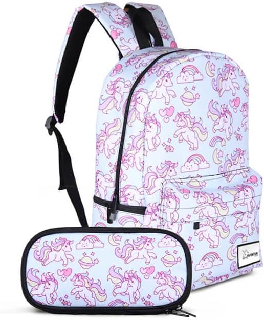 Large Rainbow Unicorn Backpack,Laptop Bag with Pencil Case Set for School,Travel