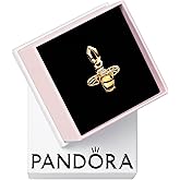 PANDORA Sparkling Bee Dangle Charm - Compatible with PANDORA Me & Moments - Gift for Her - 14k Gold & Enamel with Clear Cubic Zirconia & Crystal - With Gift Box