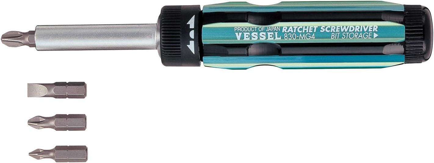 Vessel 121570 830MG4 Ratchet Screwdriver with 4 Bits Amazon.co.uk