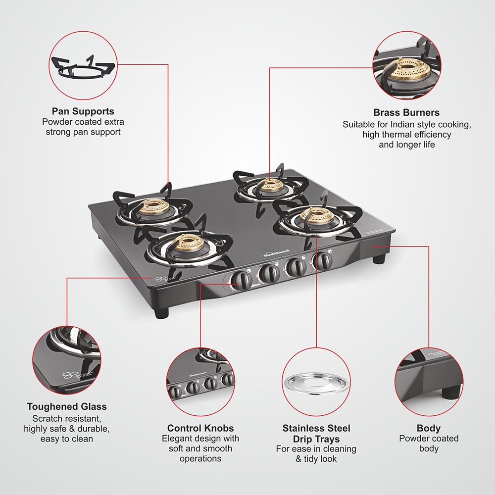 sunflame pearl 4 burner gas stove