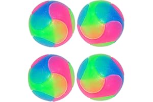Fineinno 4 PCS Dogs Light up Balls for Aggressive Chewers, 2 Inch LED Bounce Activated Glow Ball Dog, Night Glow in Dark Dog 