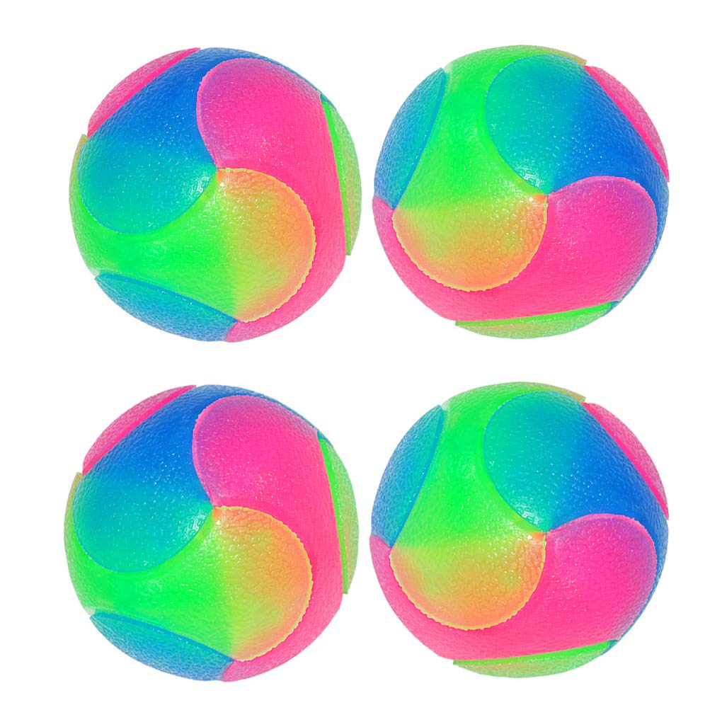 FineInno 4 pcs Light Up Dog Balls Flashing Elastic Ball Glow in The Dark Interactive Pet Toys for Puppy, Cats, Dog (4 pcs smooth balls)