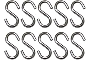 TRI SURGE SOLUTIONS, LLC. DBA TRI SURGE SOLUTIONS Tri Surge S Hook - Marine Grade 316 Stainless Steel 1.56" Long, 5/32" Thick Metal Hook for Hanging and Utility Use (10) S-Gancho