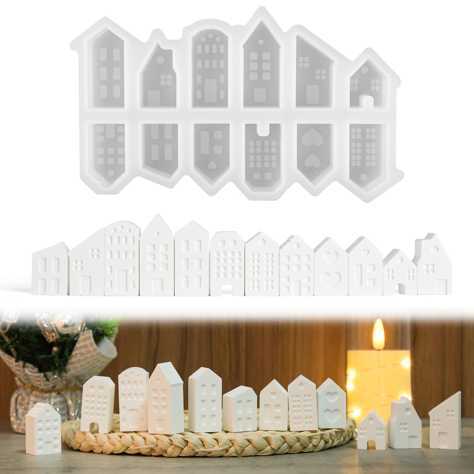 Silicone Molds for Moulds, 12 Mini Molds, White Silicone Mold Easter, Reusable 3D Moulds for Three-Dimensional Casing, Candles and Soap