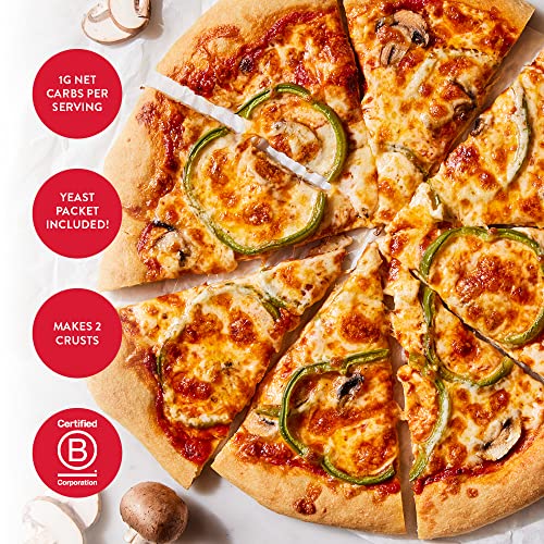KING ARTHUR KETO PIZZA CRUST MIX: LOW CARB DELIGHT WITH 1G NET CARBS PER SERVING – EASY TO MAKE, CRISP & CHEWY 10.25 OZ MIX FOR TWO 12 IN CRUSTS – PERFECT FOR KETO PIZZA LOVERS