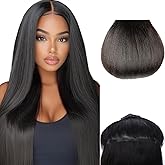 Essent Seamless Light Yaki Straight Clip in Hair Extensions Seamless Real Human Hair, 18 Inch 1Pack 130g 7Pcs Human Hair Extensions for Women Natural Black
