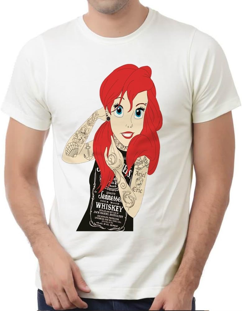 Little mermaid tattoo for Large White men T shirt