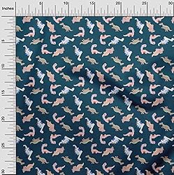 oneOone Cotton Cambric Teal Blue Fabric Colorful