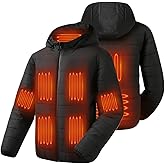 Auxo Unisex Heated Jacket with 20000mAH Battery Pack, Water-resistant Heated Coat for Women and Men with Detachable Hood