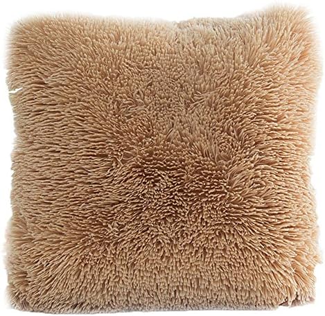 COCOTINA Soft Plush Square Pillow Case Sofa Waist Throw Cushion Cover Home Decoration (Khaki)